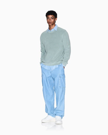 Striped Texture Crew Neck Sweater