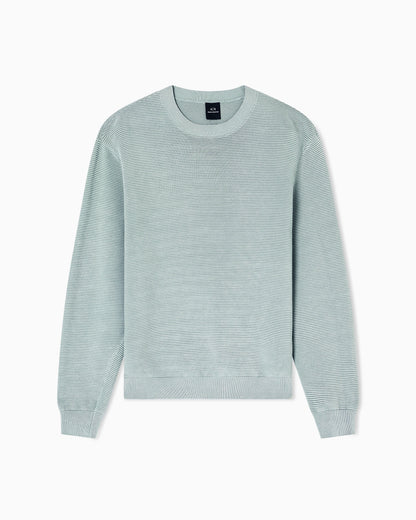 Striped Texture Crew Neck Sweater