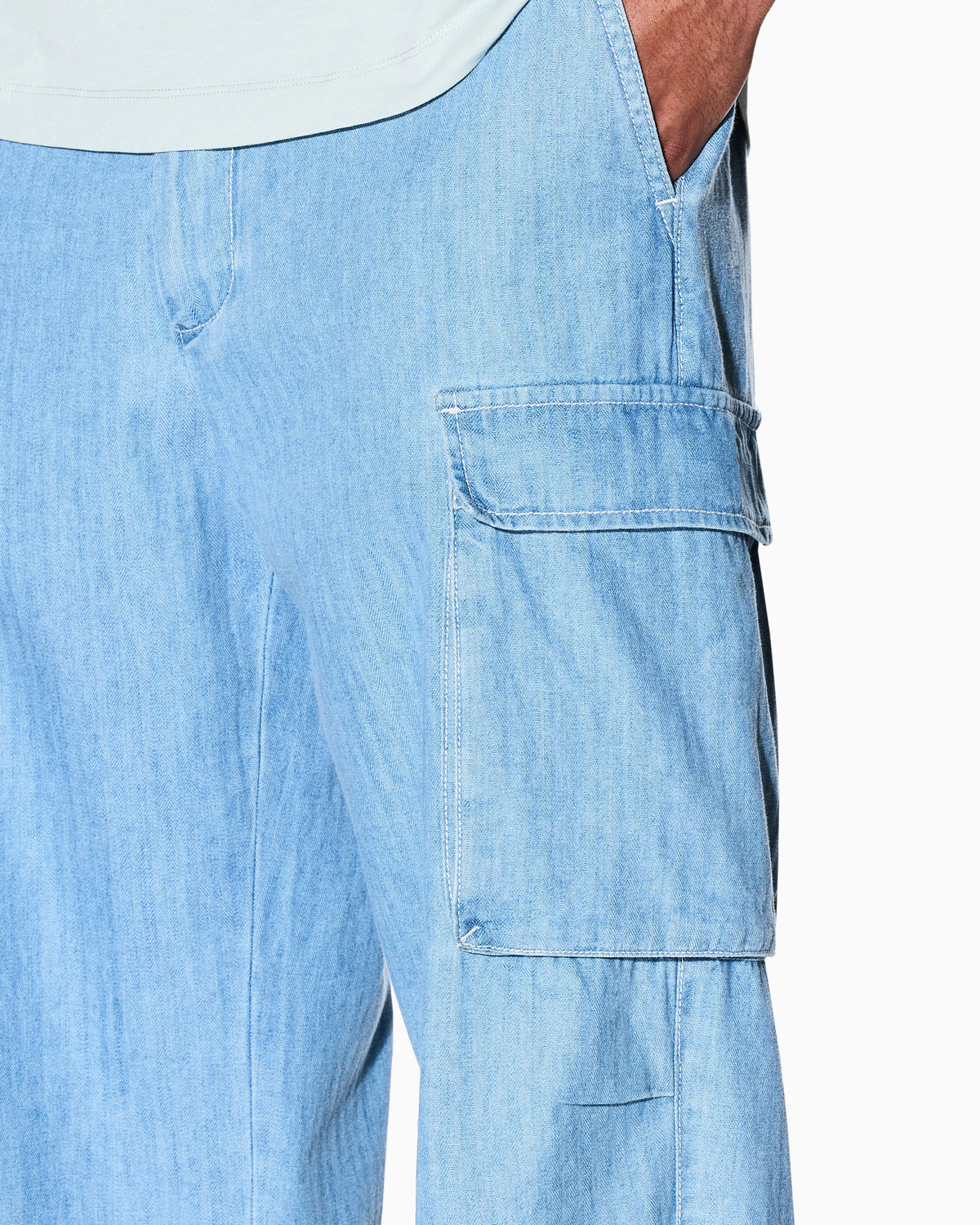 Herringbone Cotton Cargo Pants