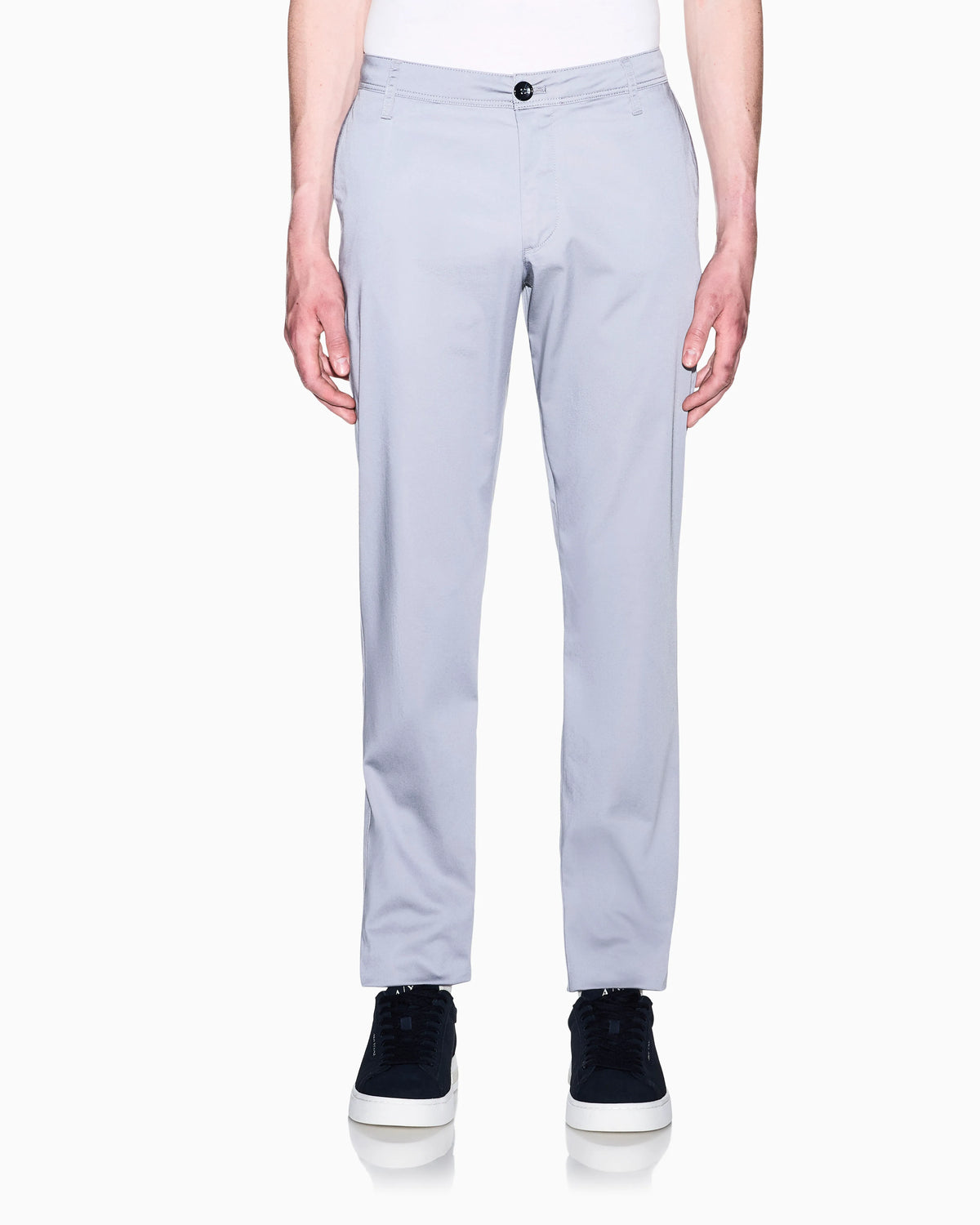 Straight-leg chinos in stretch cotton satin Essential