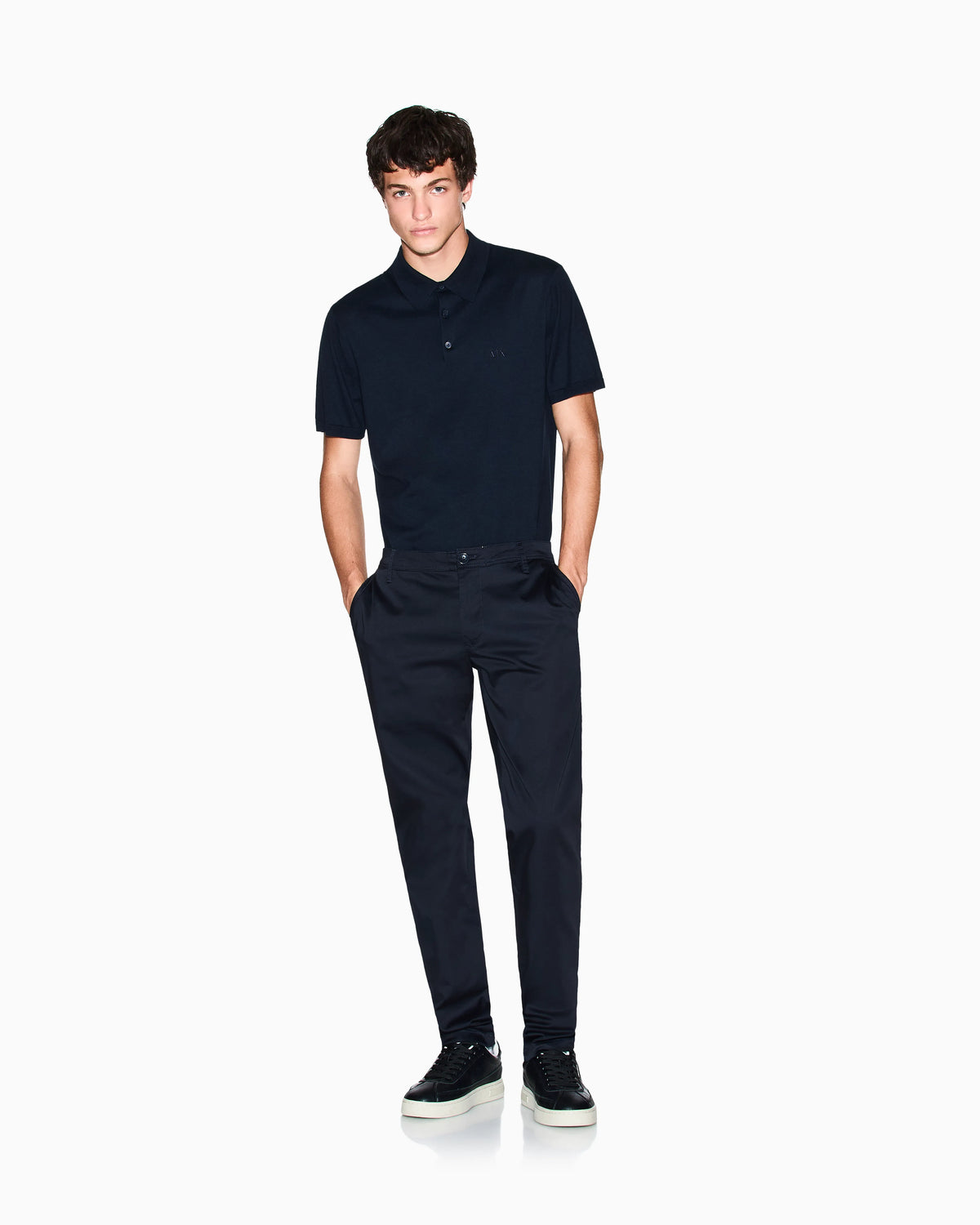Straight-leg chinos in stretch cotton satin Essential