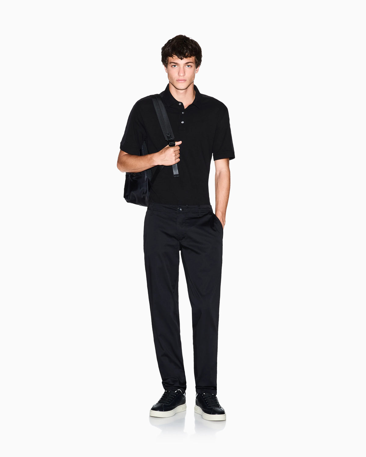Straight-leg chinos in stretch cotton satin Essential