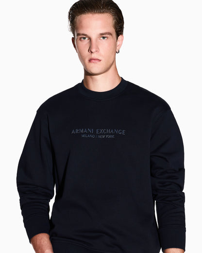 Crewneck sweatshirt with tone logo