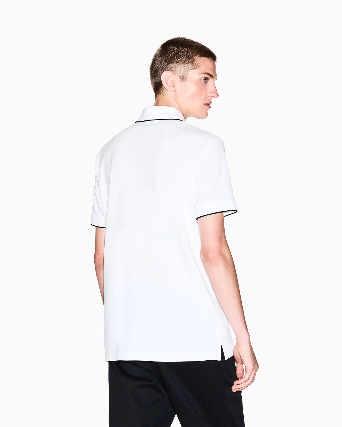 Slim-fit cotton piquet polo shirt with piping Essential