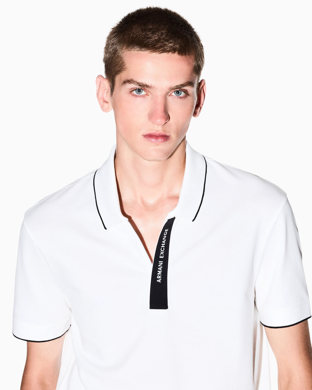 Slim-fit cotton piquet polo shirt with piping Essential
