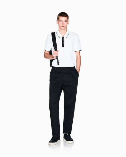 Slim-fit cotton piquet polo shirt with piping Essential