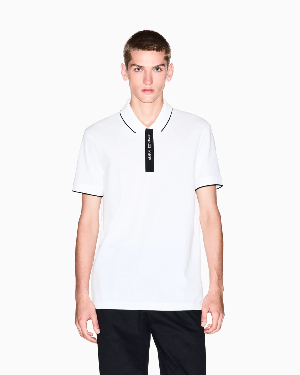 Slim-fit cotton piquet polo shirt with piping Essential