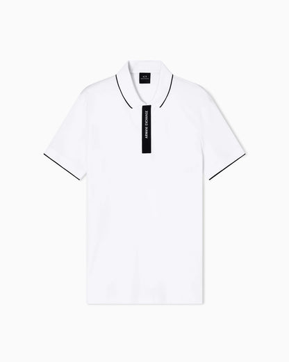 Slim-fit cotton piquet polo shirt with piping Essential