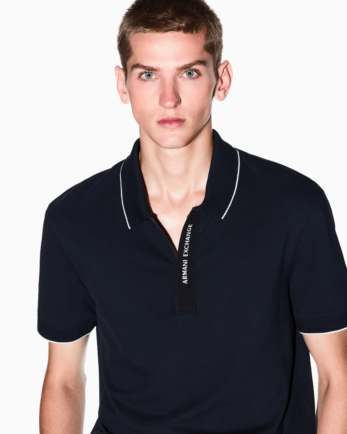 Slim-fit cotton piquet polo shirt with piping Essential