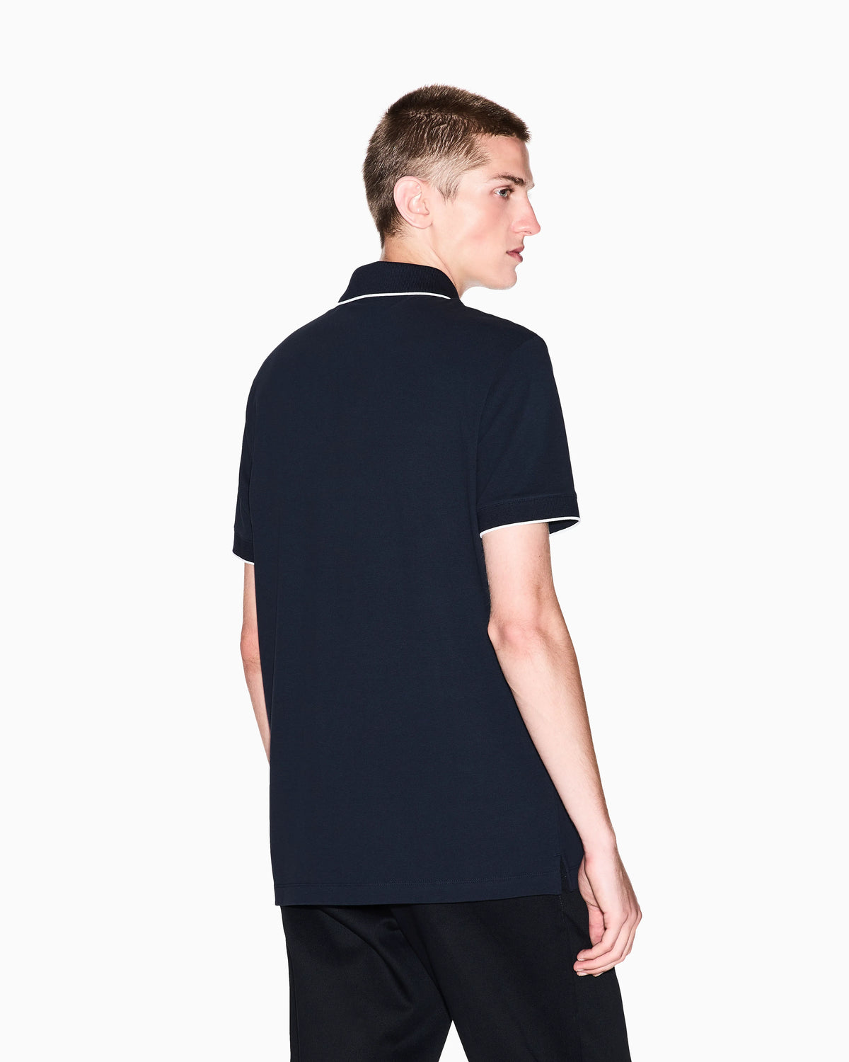 Slim-fit cotton piquet polo shirt with piping Essential