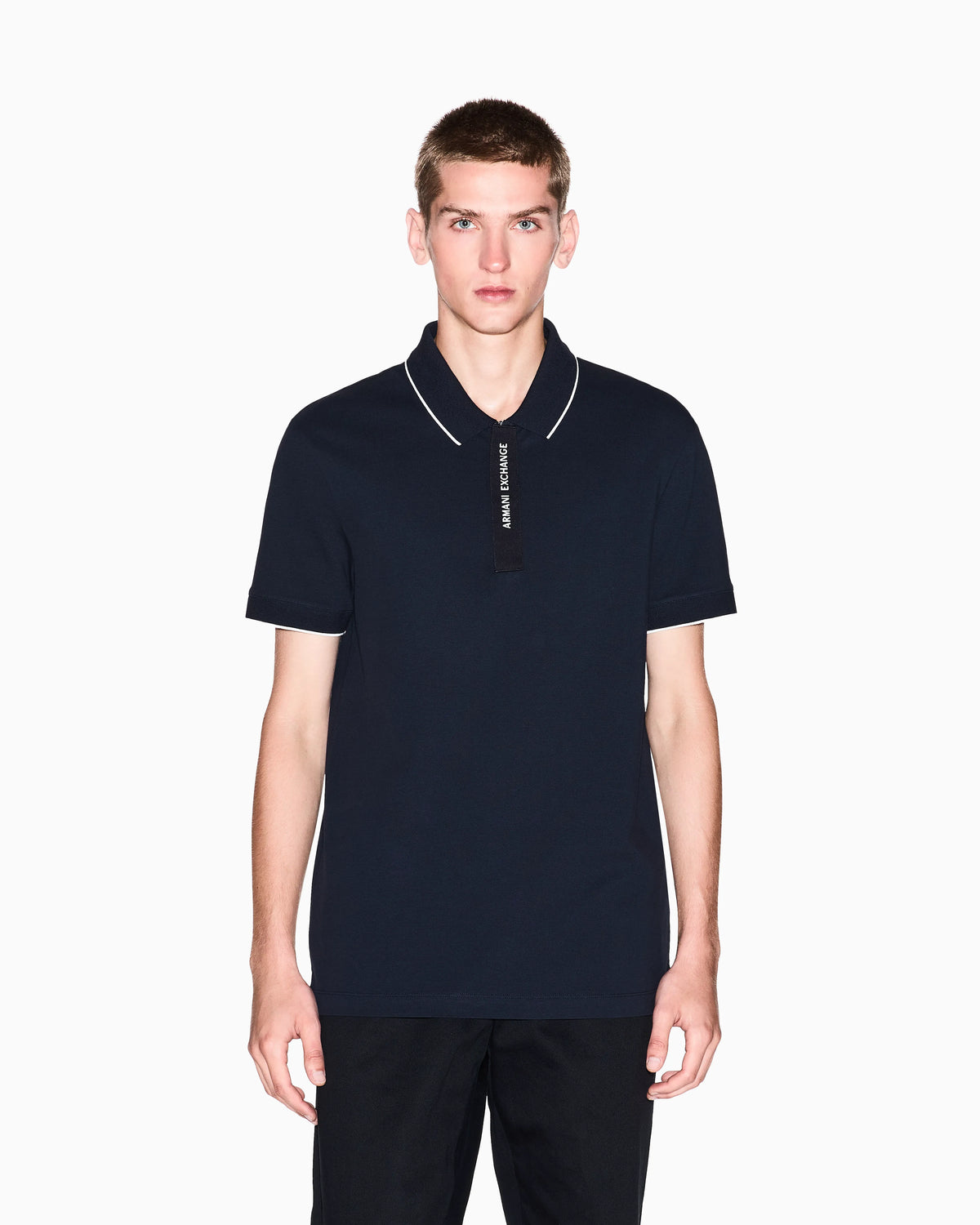 Slim-fit cotton piquet polo shirt with piping Essential