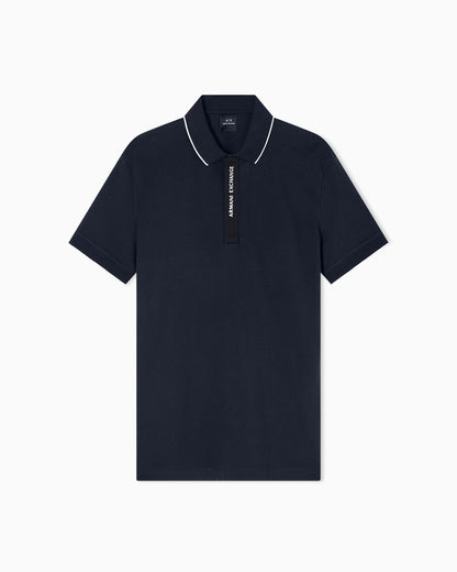 Slim-fit cotton piquet polo shirt with piping Essential