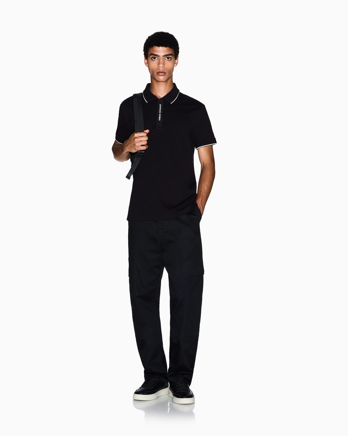 Slim-fit cotton piquet polo shirt with piping Essential
