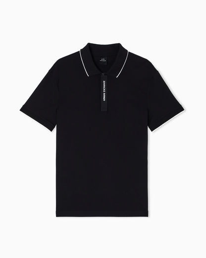 Slim-fit cotton piquet polo shirt with piping Essential