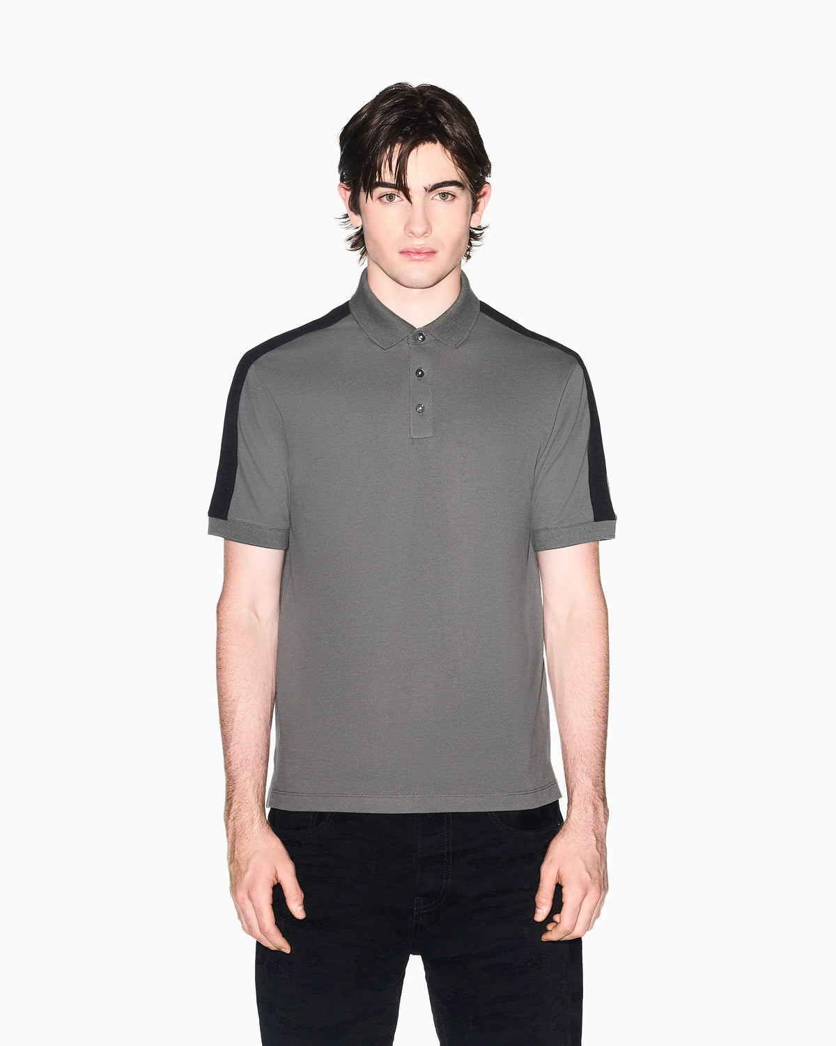 Contrasting tape polo in cotton pique