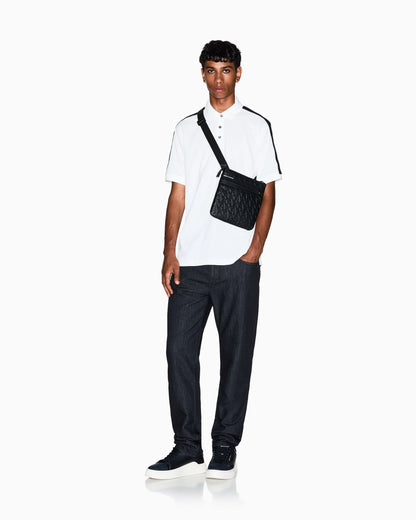 Contrasting tape polo in cotton pique