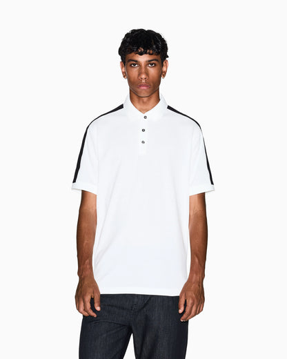 Contrasting tape polo in cotton pique