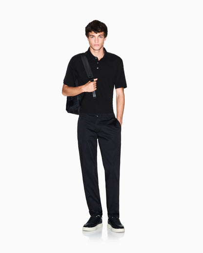 Contrasting tape polo in cotton pique