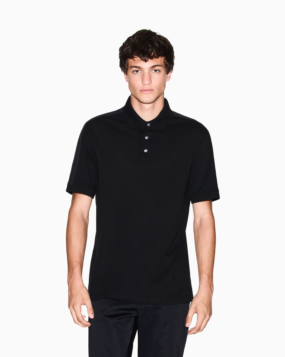 Contrasting tape polo in cotton pique