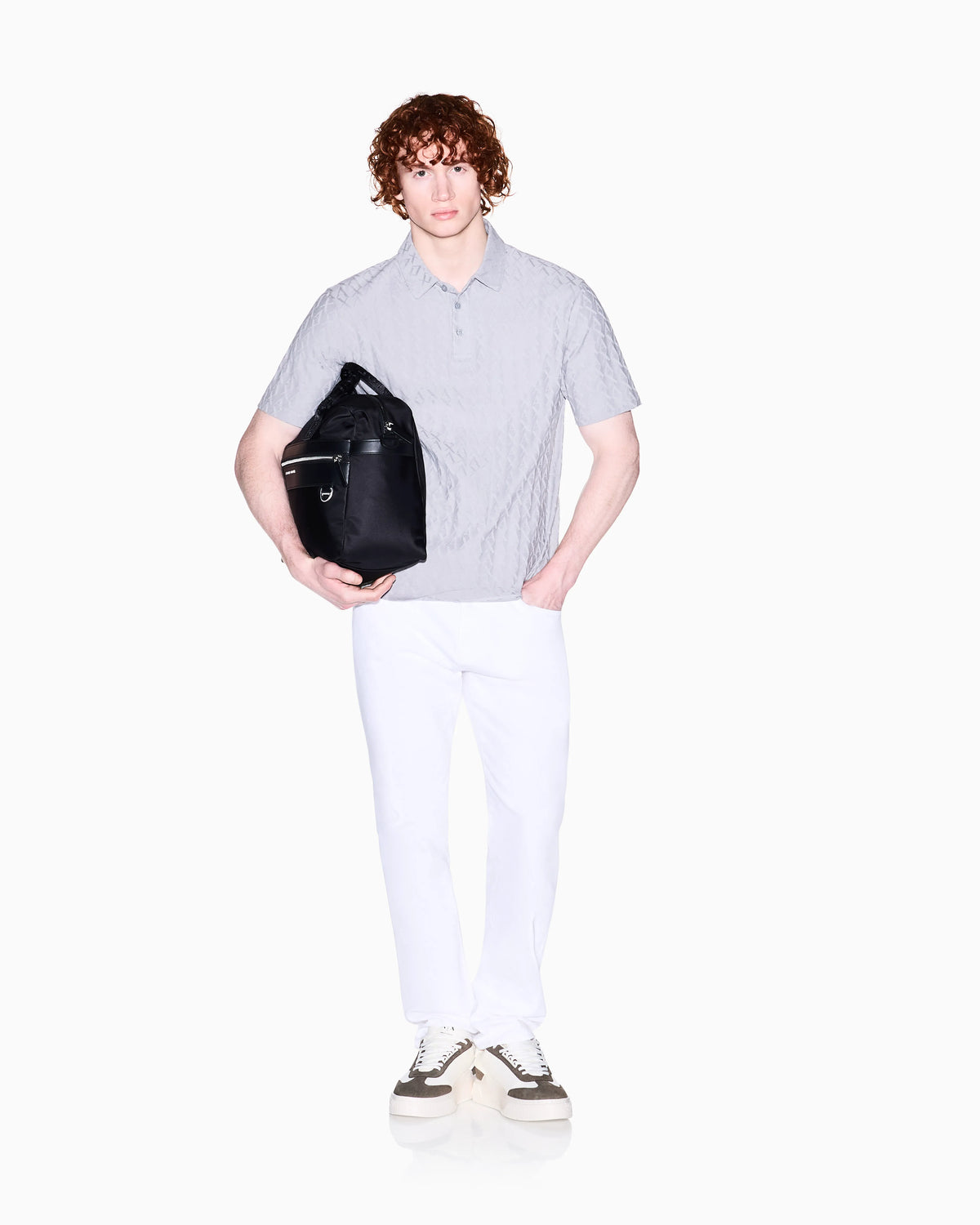 Textured polo shirt in mercerized cotton jersey Essential