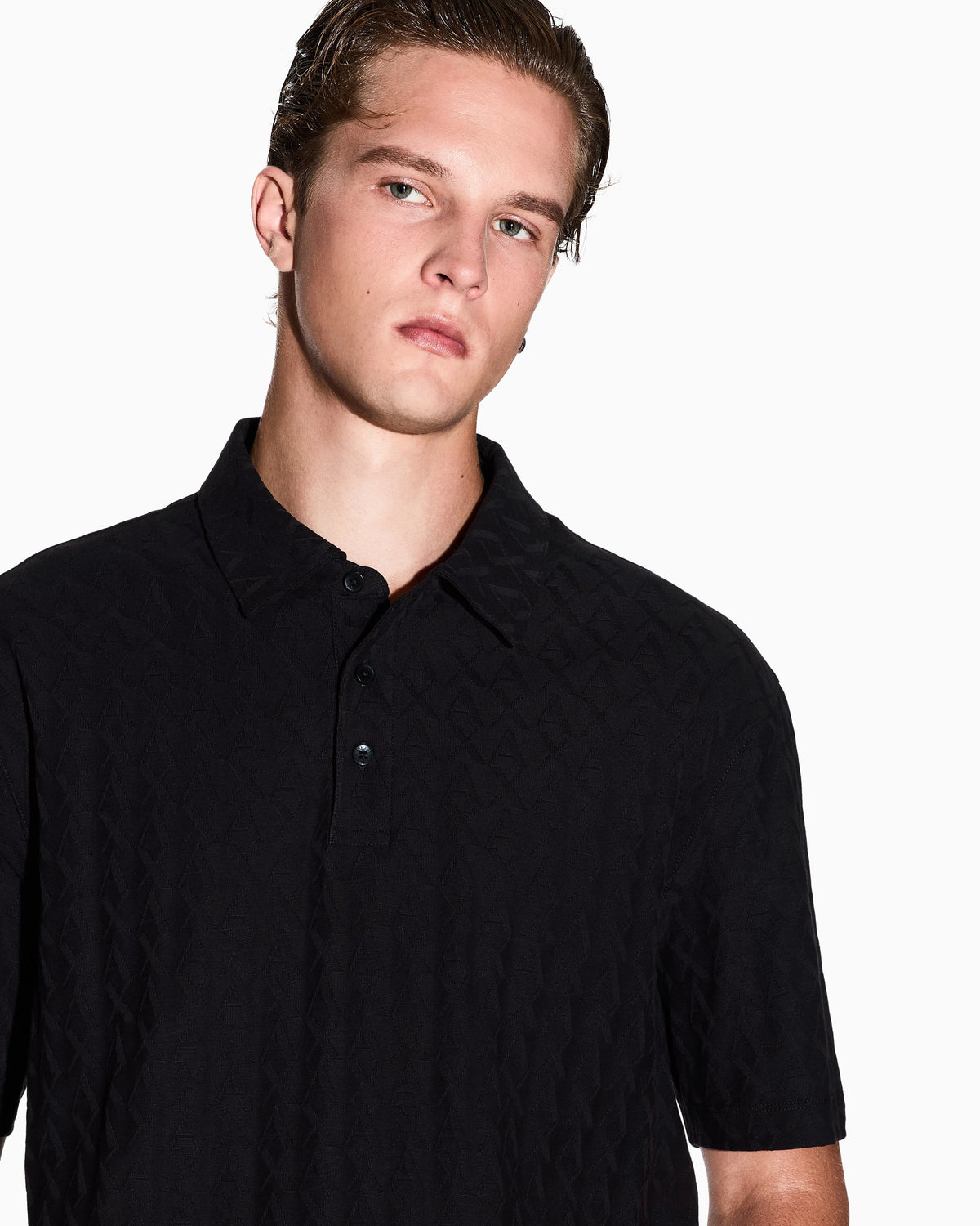 Textured polo shirt in mercerized cotton jersey Essential
