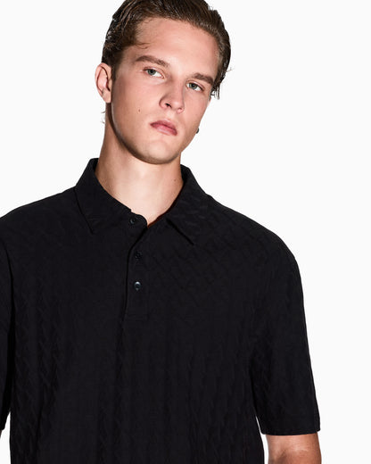 Textured polo shirt in mercerized cotton jersey Essential