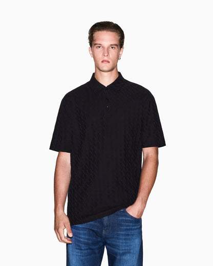 Textured polo shirt in mercerized cotton jersey Essential