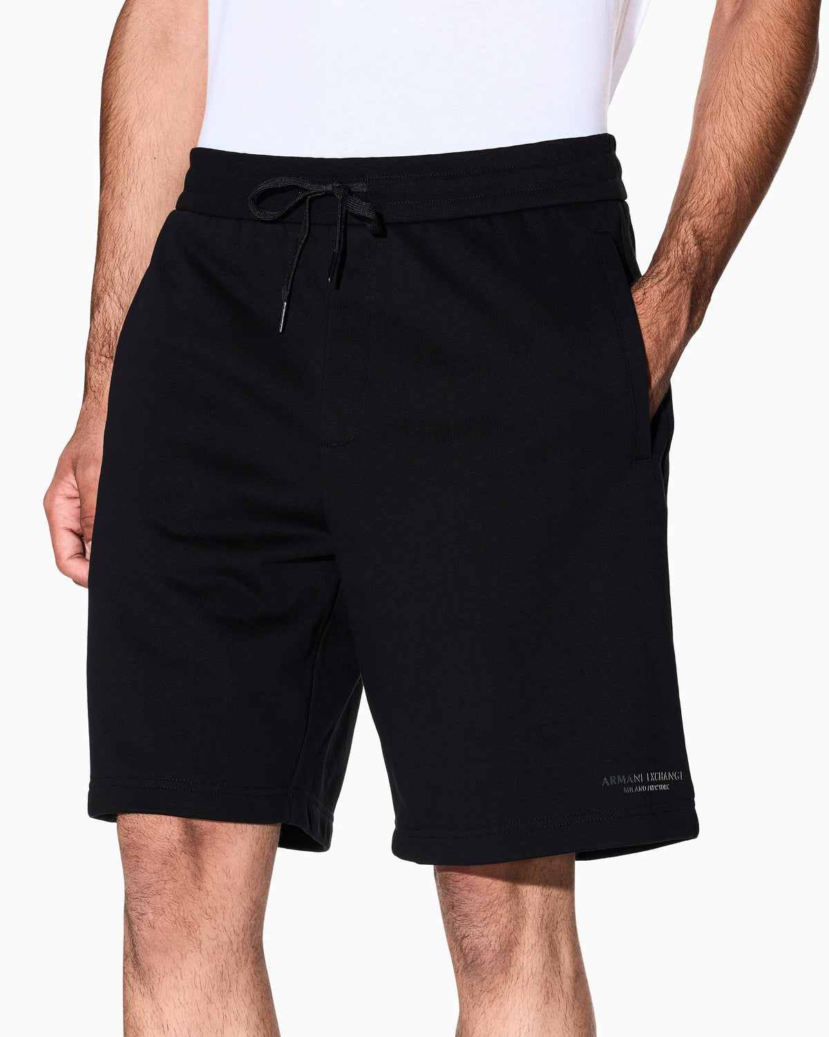 Drawstring cotton French terry shorts with logo Essential