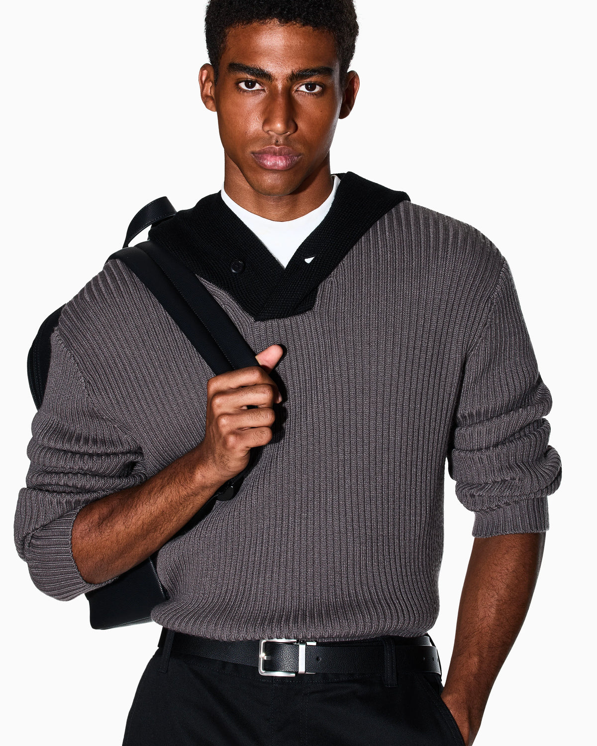 Ribbed hooded sweater