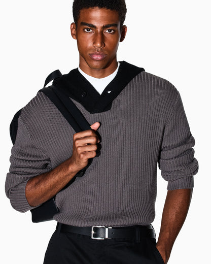 Ribbed hooded sweater