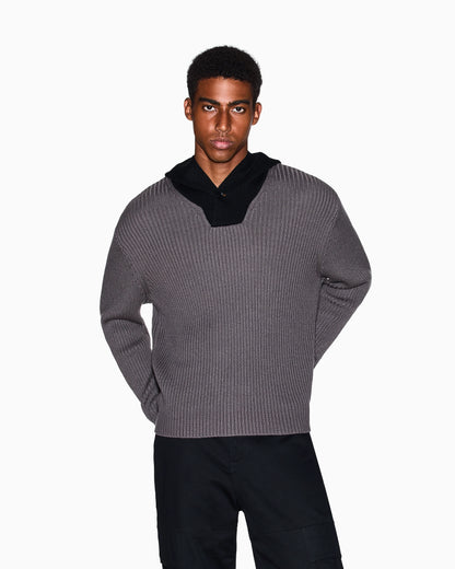 Ribbed hooded sweater