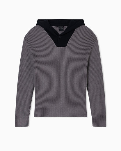 Ribbed hooded sweater