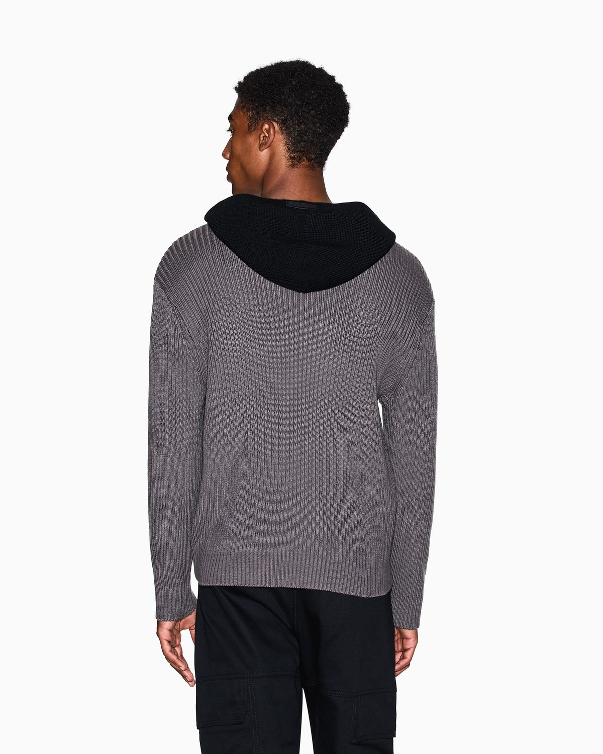Ribbed hooded sweater