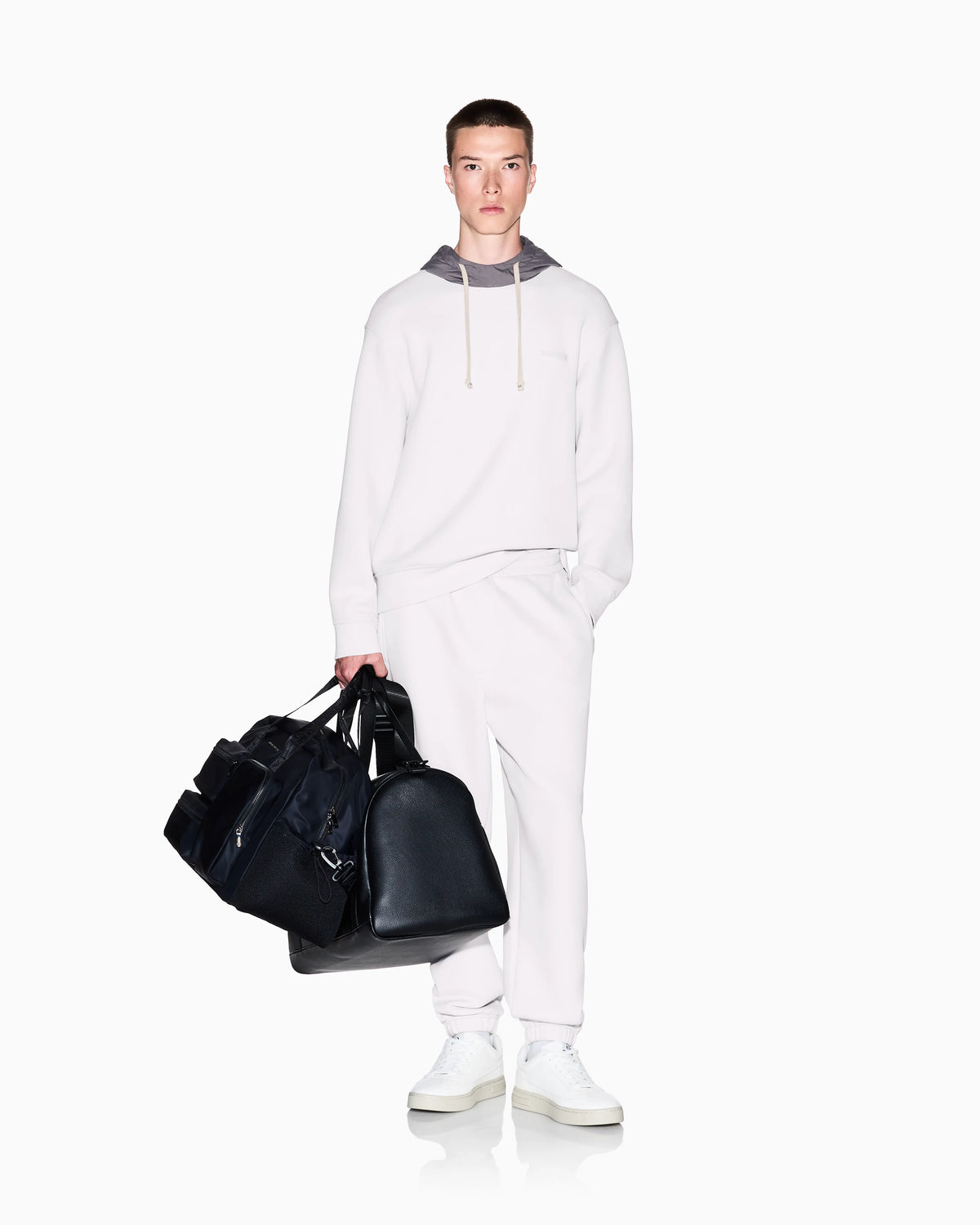 Cotton blend pique trousers