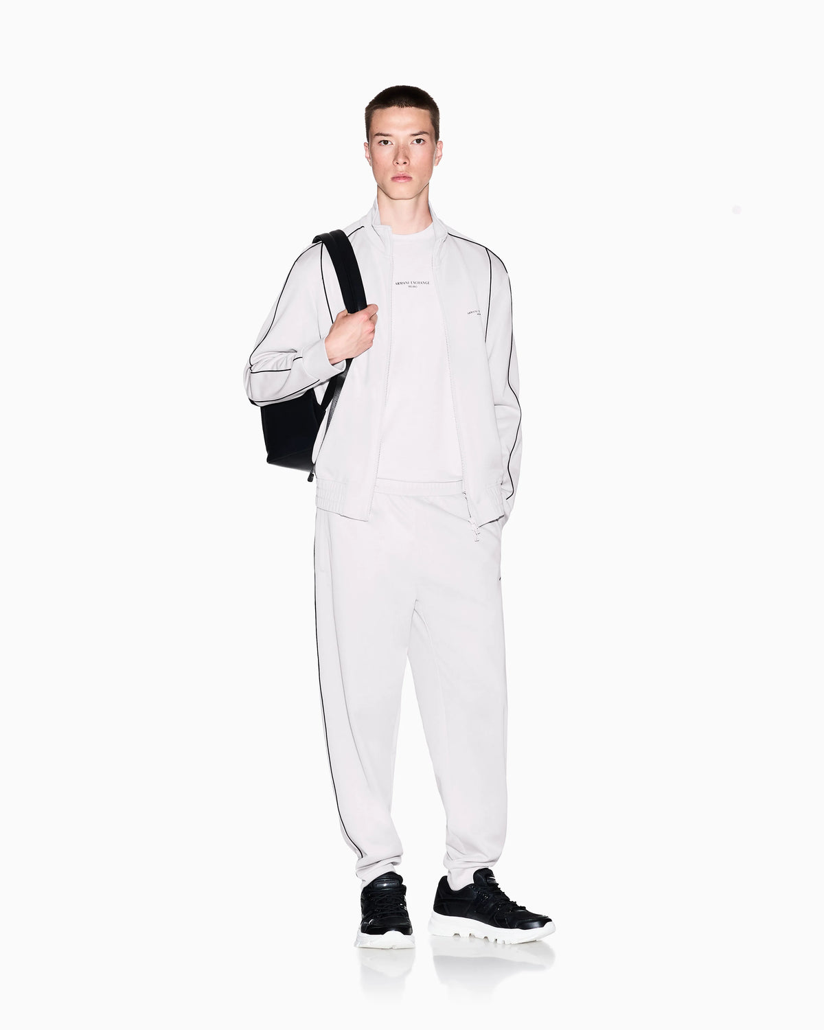 Full-zip sweatshirt with contrasting piping