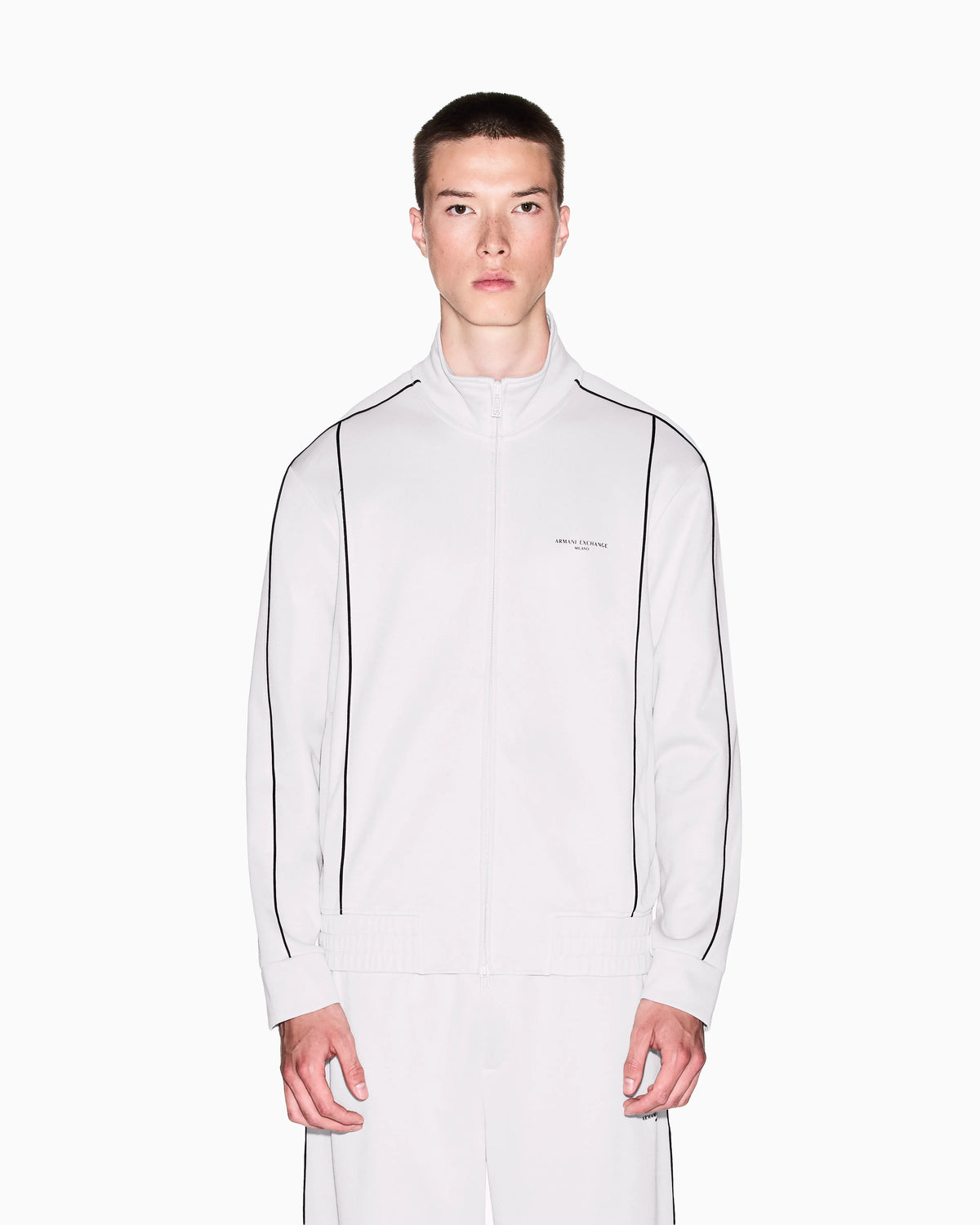 Full-zip sweatshirt with contrasting piping
