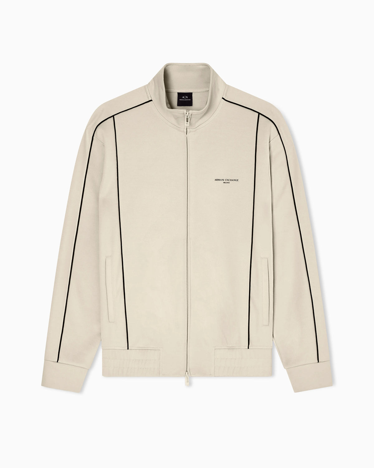 Full-zip sweatshirt with contrasting piping