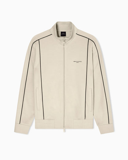 Full-zip sweatshirt with contrasting piping