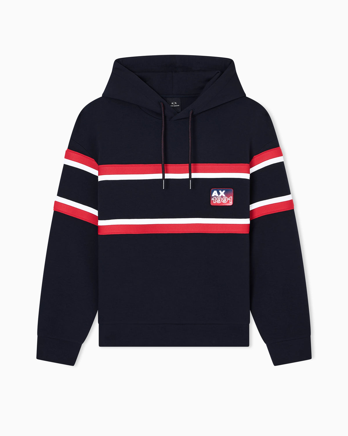 Hooded sweatshirt with contrasting stripes