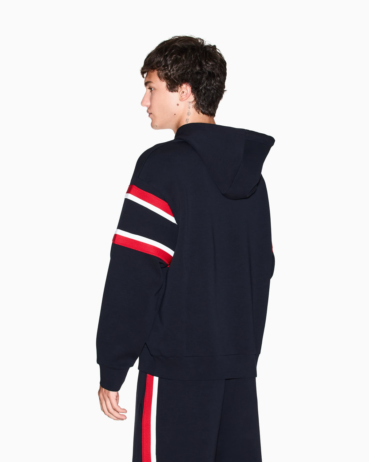 Hooded sweatshirt with contrasting stripes