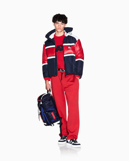 Jogger pants with contrasting stripes