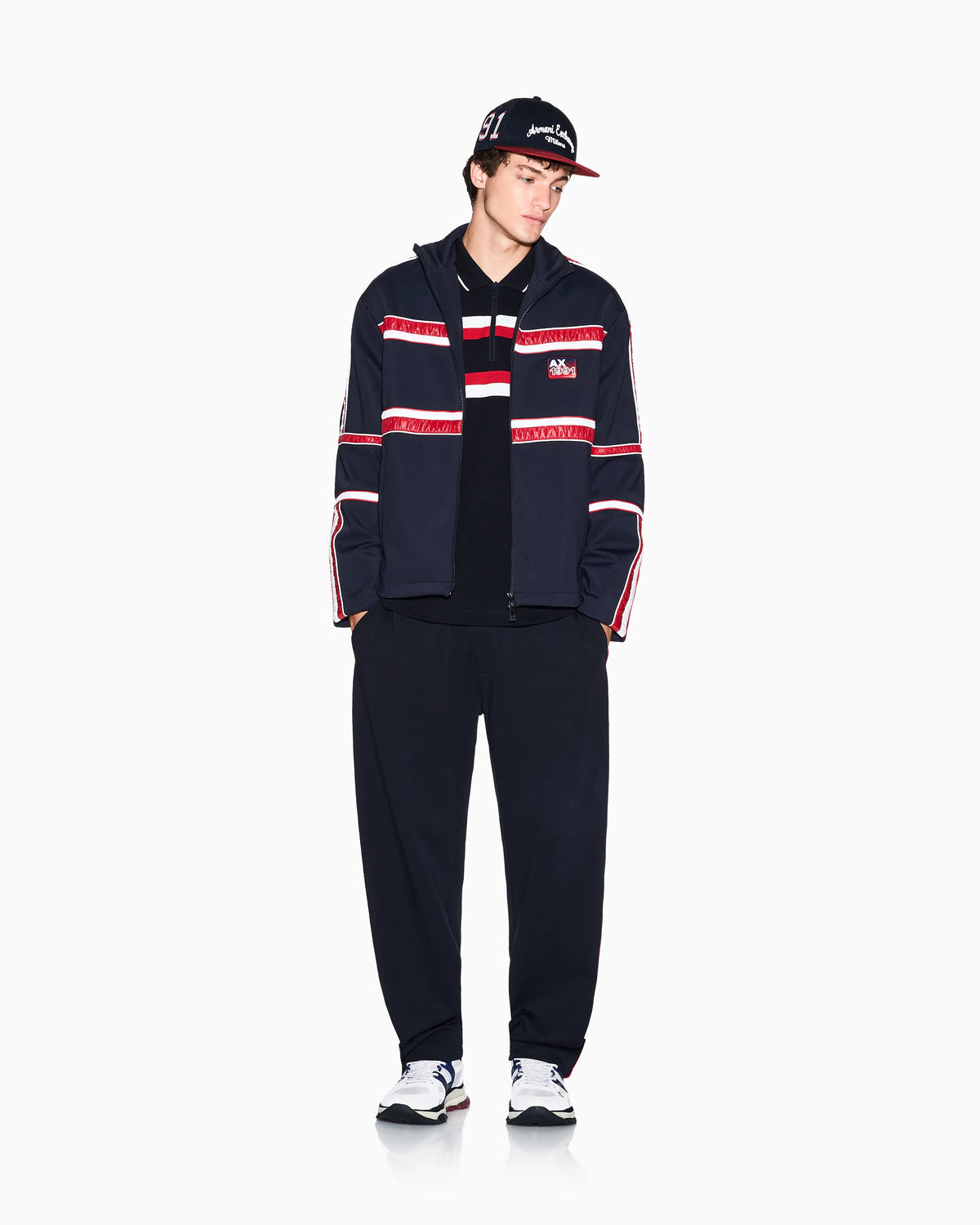 Regular fit polo shirt with zip and contrasting bands