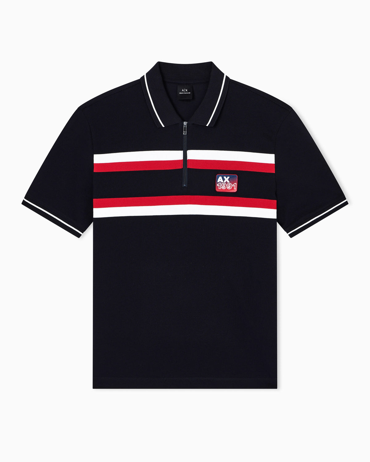 Regular fit polo shirt with zip and contrasting bands
