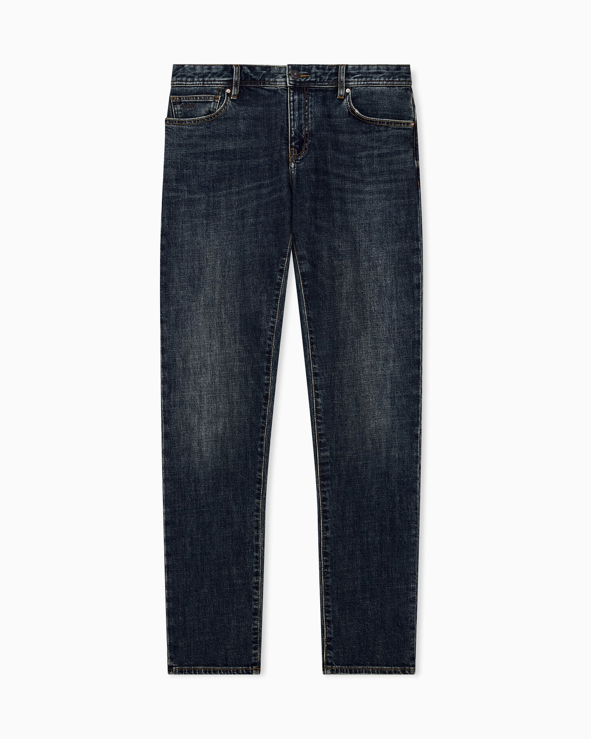 Five-pocket skinny jeans in washed stretch cotton denim
