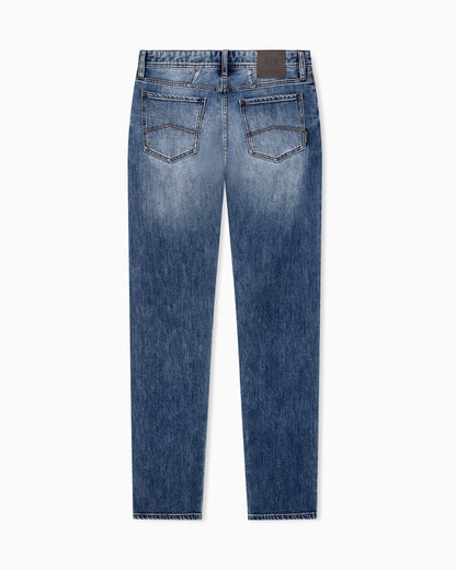Skinny-fit five-pocket pants in washed comfort cotton denim