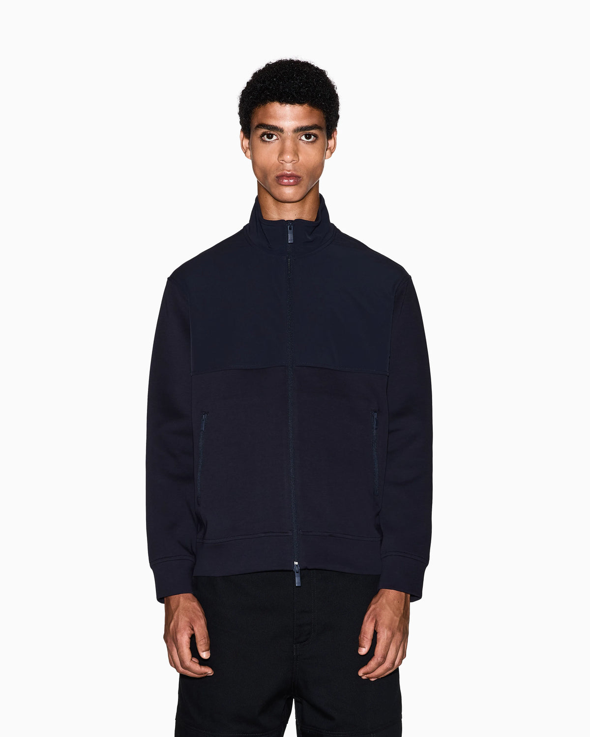 Track jacket in stretch cotton with a high collar Essential