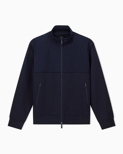 Track jacket in stretch cotton with a high collar Essential