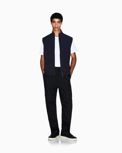 Full-zip vest in stretch cotton with a high collar Essential