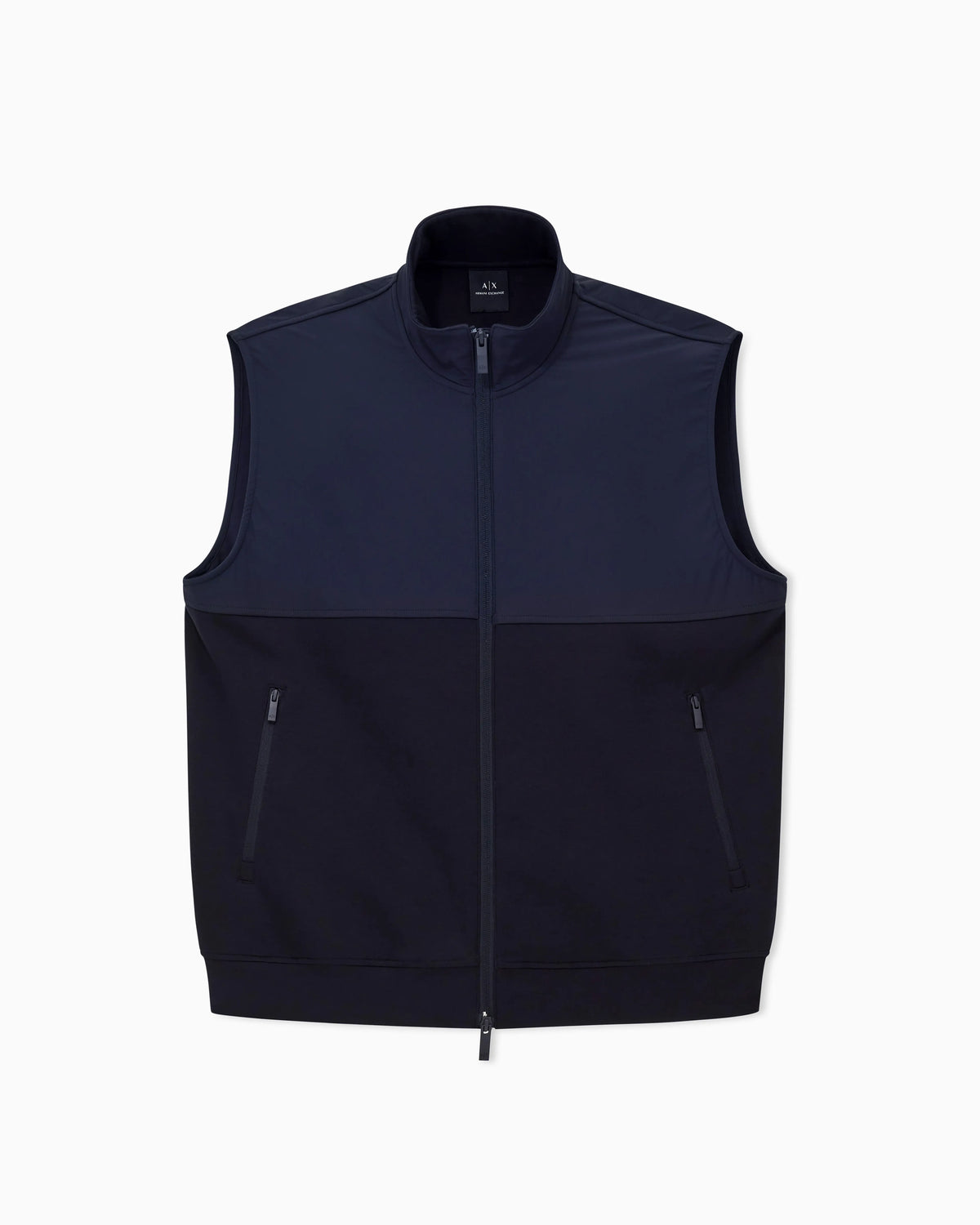 Full-zip vest in stretch cotton with a high collar Essential