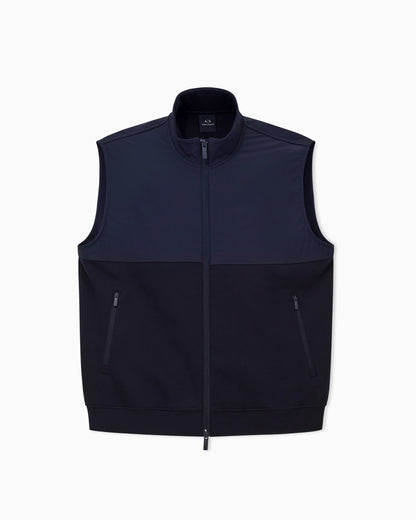 Full-zip vest in stretch cotton with a high collar Essential